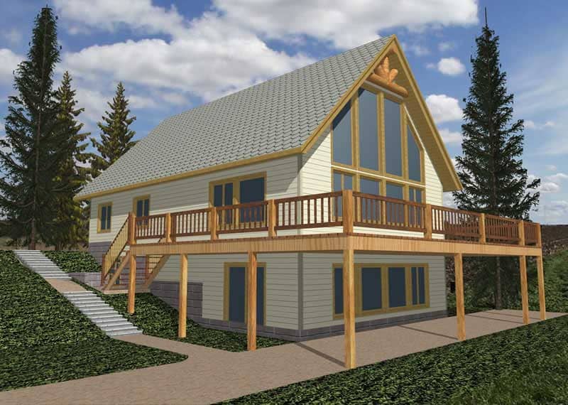 Front Elevation of this Concrete Block/ ICF Design House (#132-1264) at The Plan Collection.