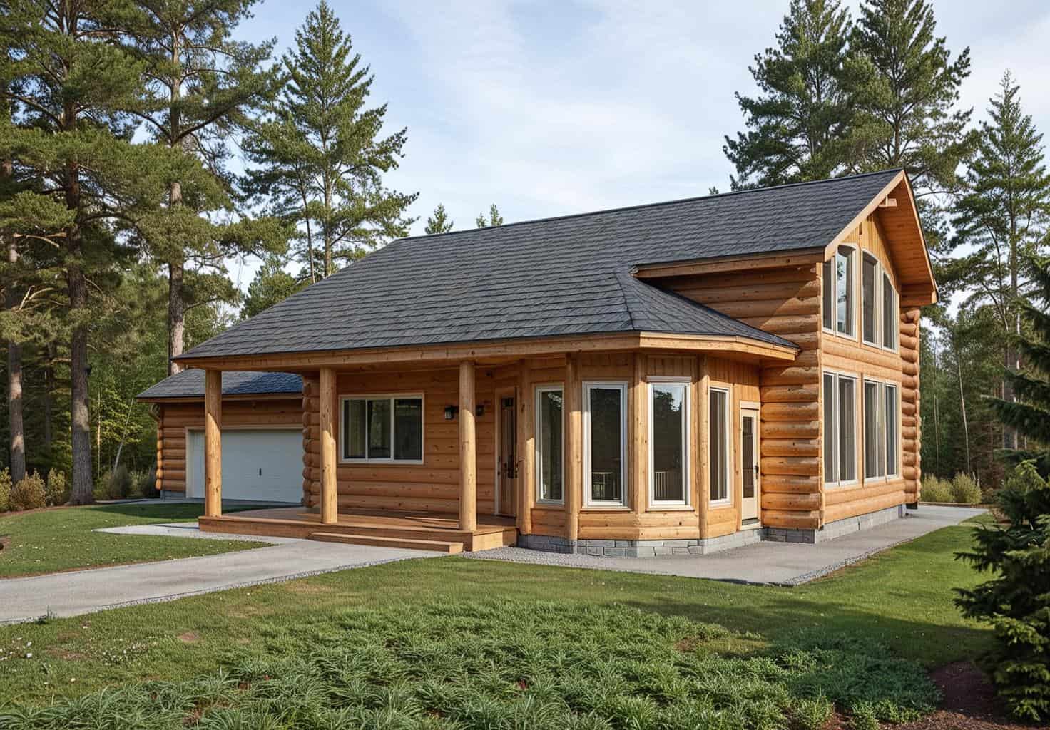 Front Elevation of this Log Cabin House (#132-1305) at The Plan Collection.