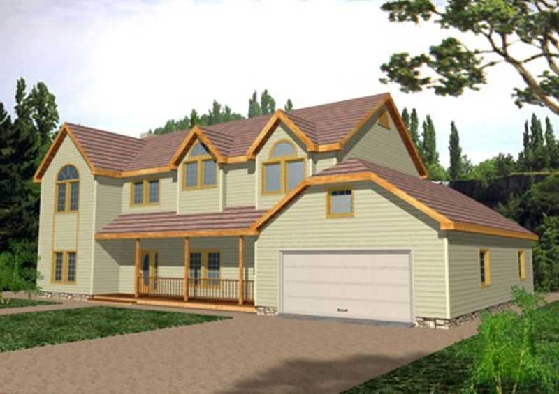 Front Elevation of this Concrete Block/ ICF Design House (#132-1308) at The Plan Collection.