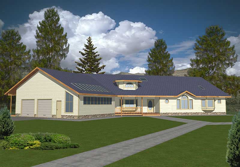 Front Elevation of this Concrete Block/ ICF Design House (#132-1309) at The Plan Collection.