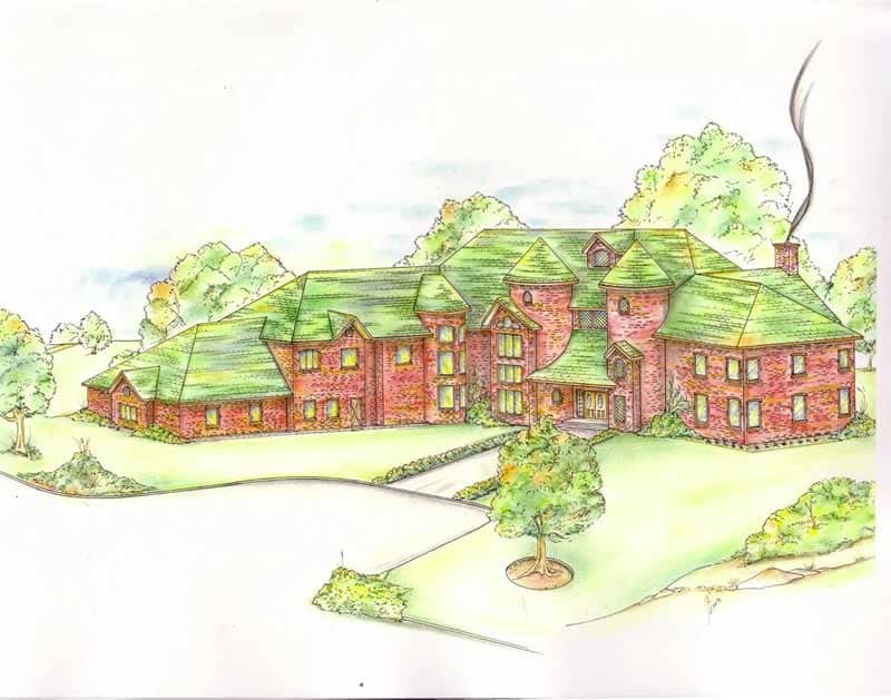 Front Elevation of this European House (#132-1334) at The Plan Collection.