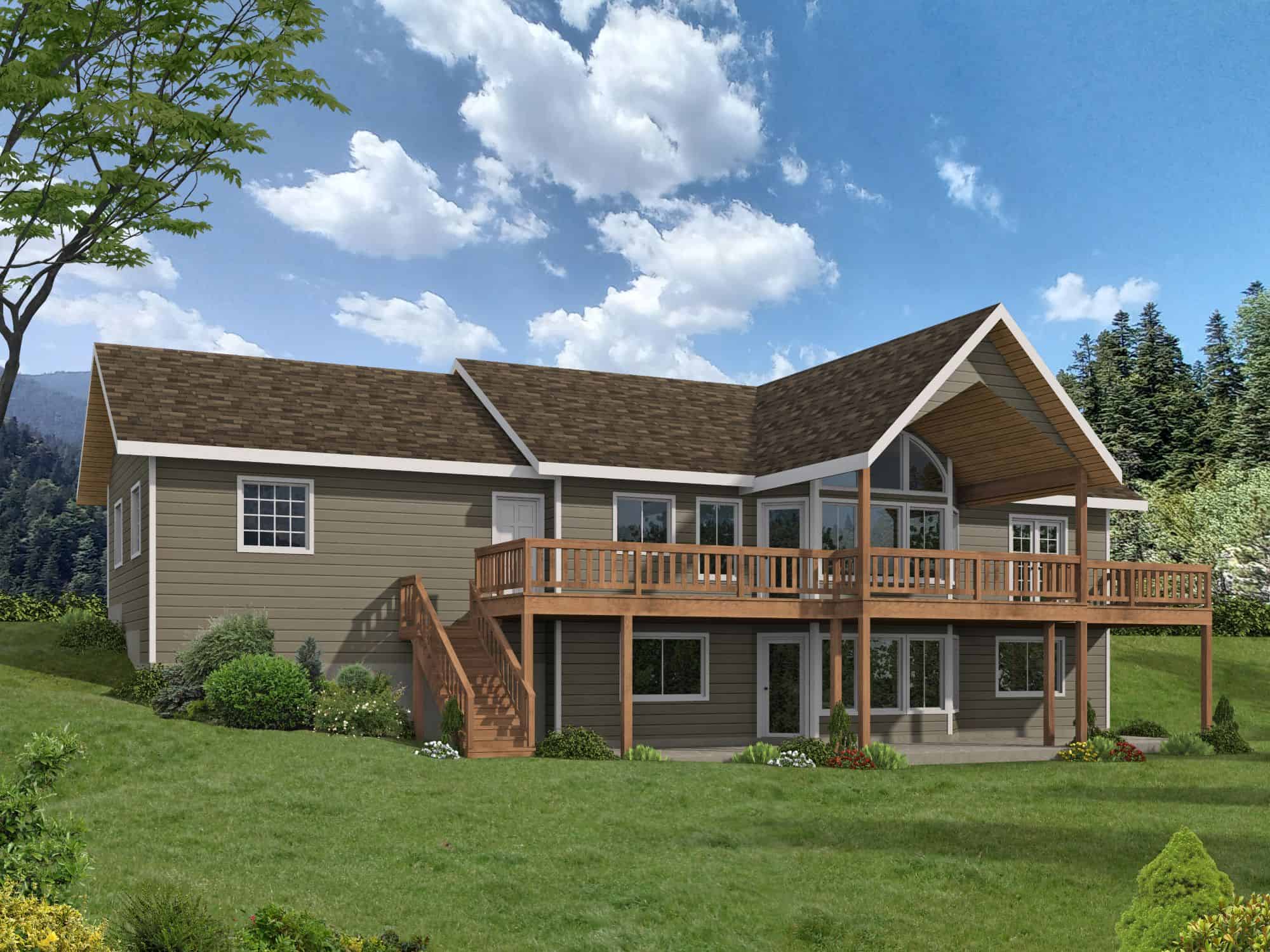 Front Elevation of this Log Cabin House (#132-1335) at The Plan Collection.