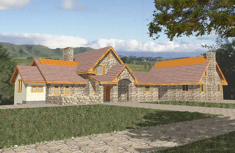 Front Elevation of this Contemporary House (#132-1341) at The Plan Collection.