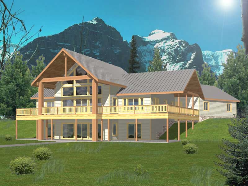 Front Elevation of this Log Cabin House (#132-1355) at The Plan Collection.