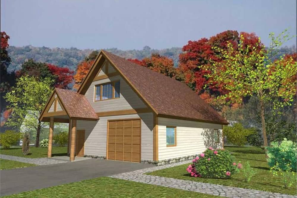 Front Elevation of this Garage House (#132-1370) at The Plan Collection.