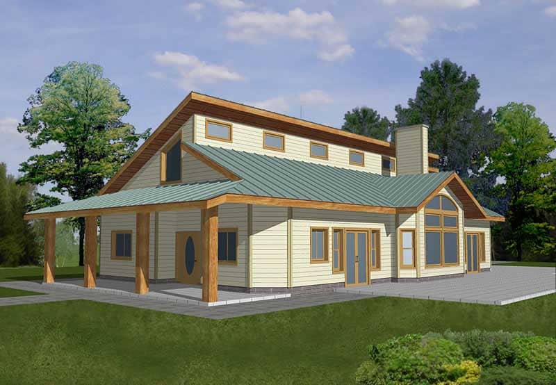 Front Elevation of this Concrete Block/ ICF Design House (#132-1372) at The Plan Collection.