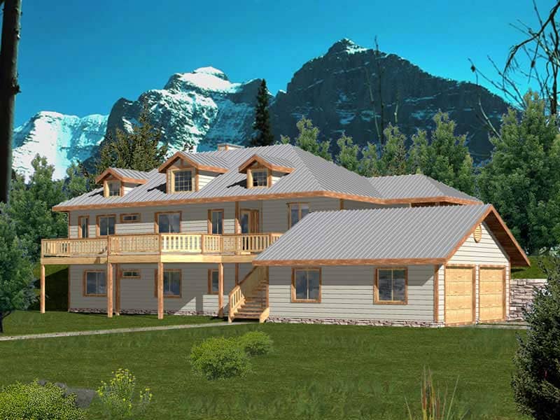 Front Elevation of this Ranch House (#132-1377) at The Plan Collection.