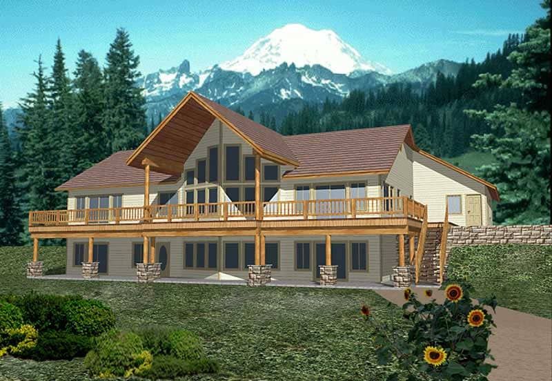 Front Elevation of this Log Cabin House (#132-1470) at The Plan Collection.