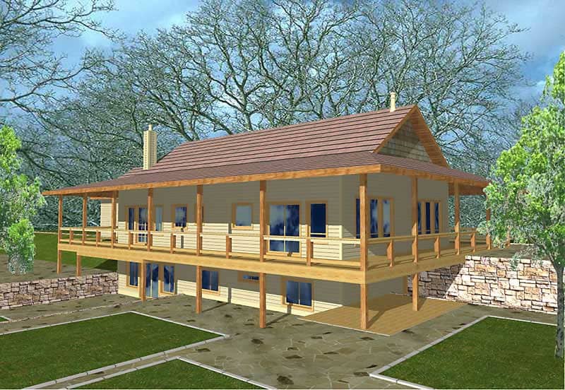 Front Elevation of this Concrete Block/ ICF Design House (#132-1483) at The Plan Collection.