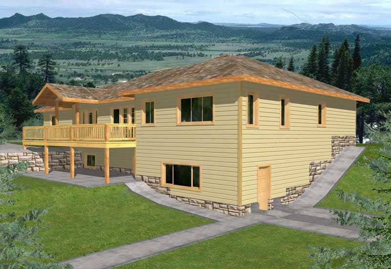 Front Elevation of this Ranch House (#132-1495) at The Plan Collection.