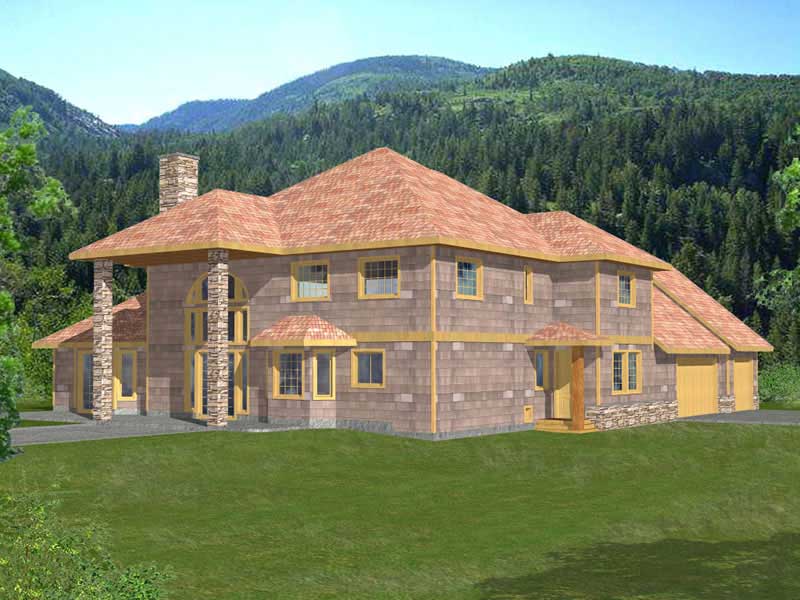 Front Elevation of this Concrete Block/ ICF Design House (#132-1498) at The Plan Collection.