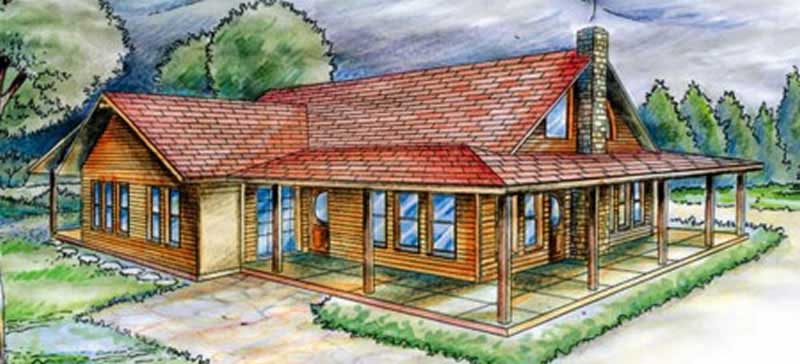 Front Elevation of this Country House (#132-1513) at The Plan Collection.