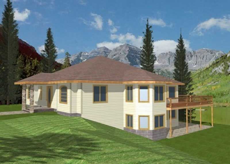 Front Elevation of this Concrete Block/ ICF Design House (#132-1521) at The Plan Collection.