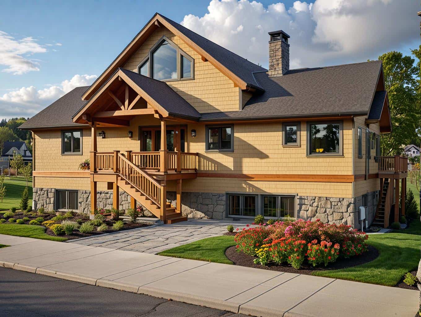Front Elevation of this Coastal House (#132-1523) at The Plan Collection.