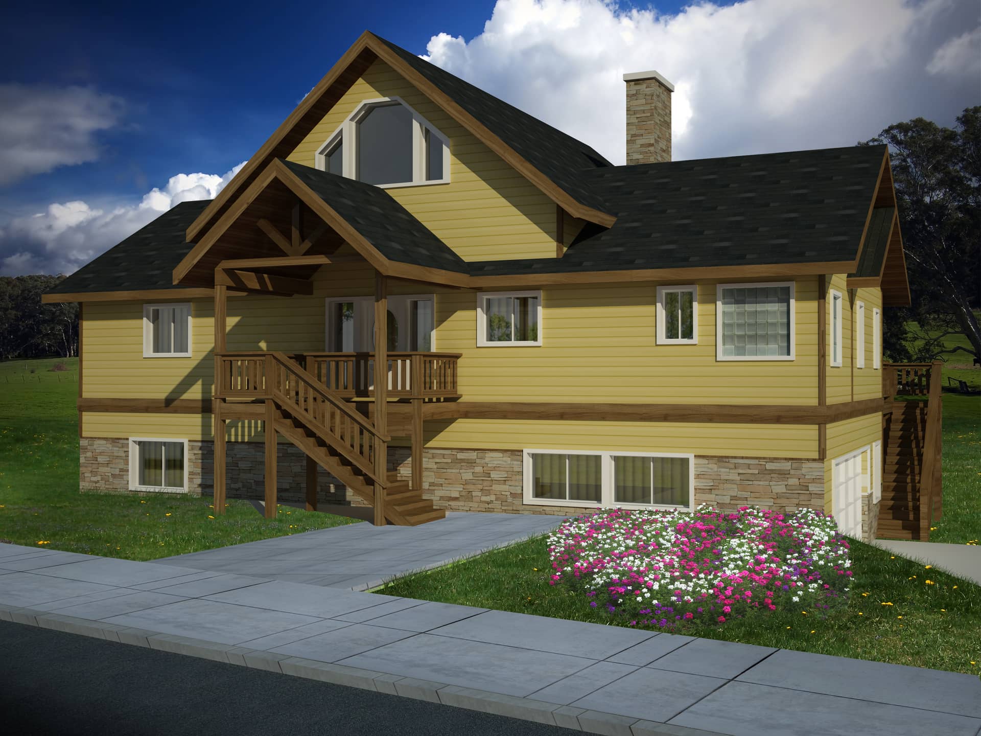 Front Elevation of this Coastal House (#132-1523) at The Plan Collection.