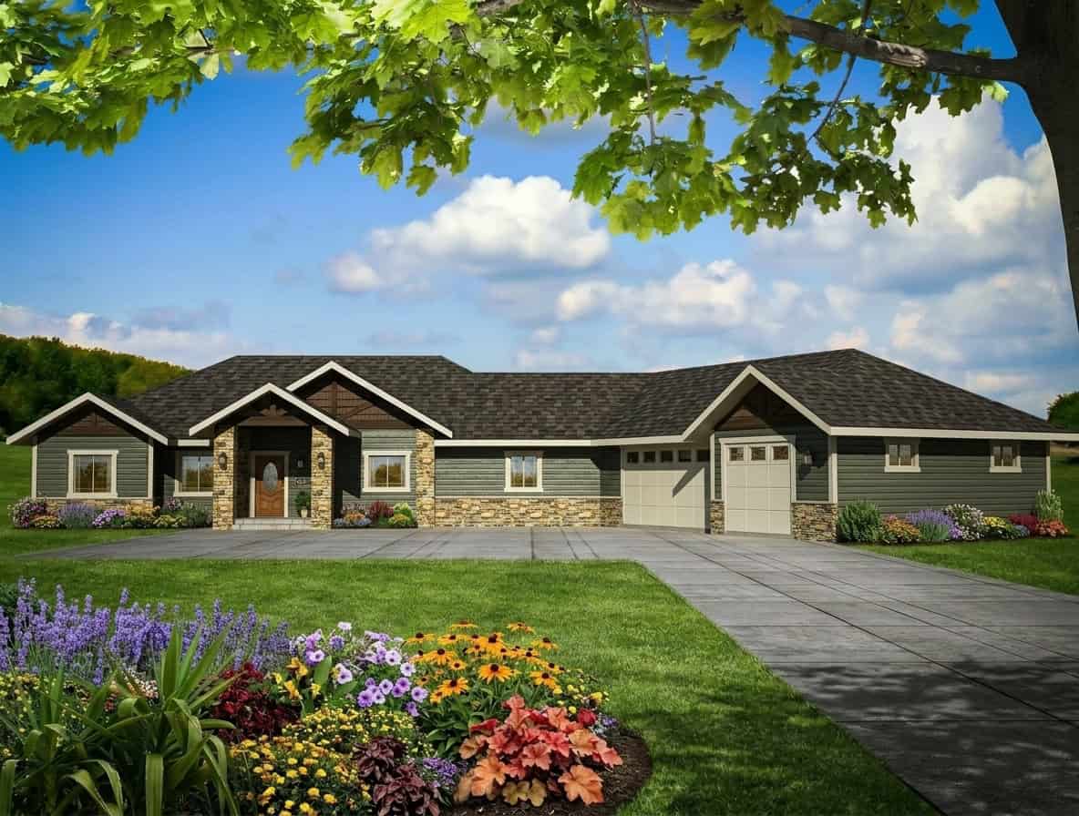 Front Elevation of this Traditional House (#132-1533) at The Plan Collection.