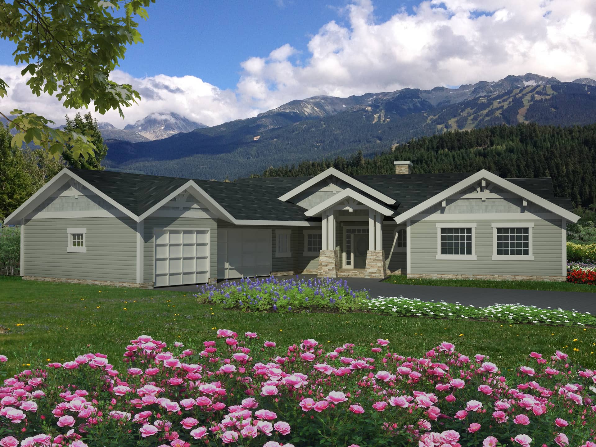 Front Elevation of this Traditional House (#132-1538) at The Plan Collection.