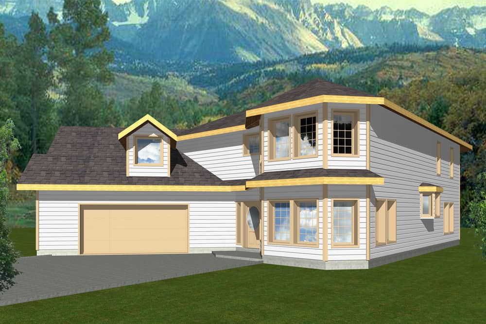 Front Elevation of this Modern House (#132-1550) at The Plan Collection.