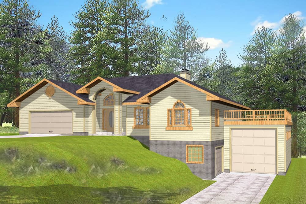 Front Elevation of this Contemporary House (#132-1552) at The Plan Collection.