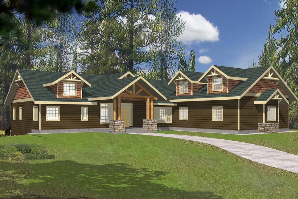 Front Elevation of this Coastal House (#132-1562) at The Plan Collection.