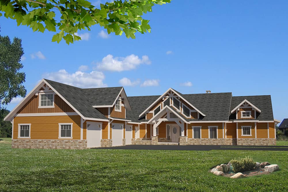 Front Elevation of this Craftsman House (#132-1569) at The Plan Collection.