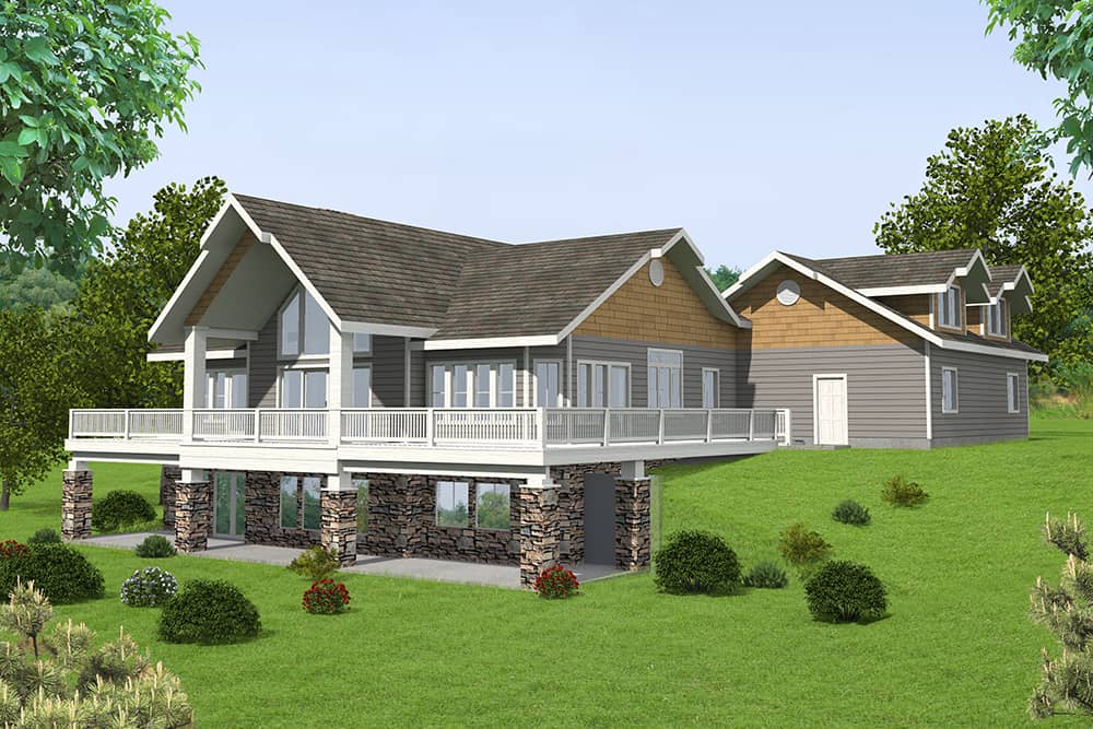 Front Elevation of this Craftsman House (#132-1570) at The Plan Collection.