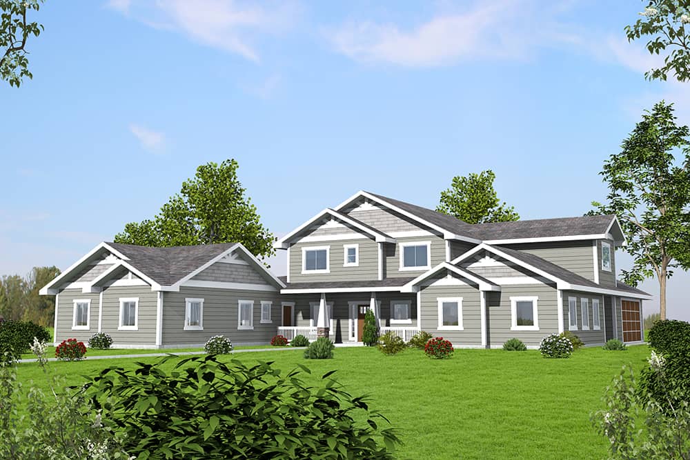 Front Elevation of this Craftsman House (#132-1597) at The Plan Collection.