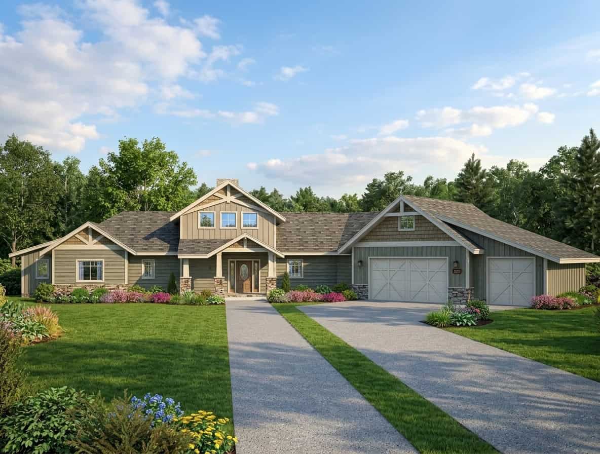 Front Elevation of this Craftsman House (#132-1606) at The Plan Collection.
