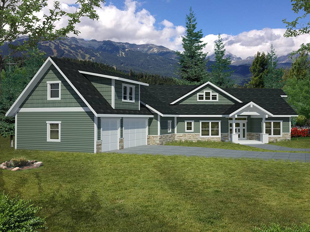 Front Elevation of this Craftsman House (#132-1607) at The Plan Collection.