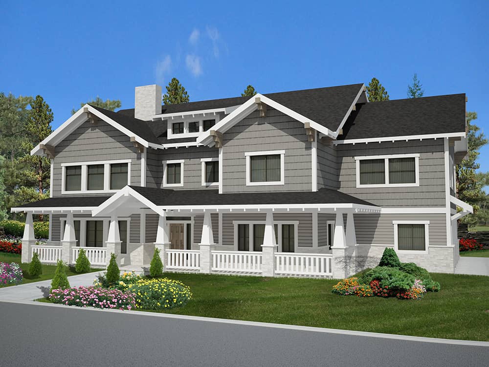 Front Elevation of this Craftsman House (#132-1621) at The Plan Collection.