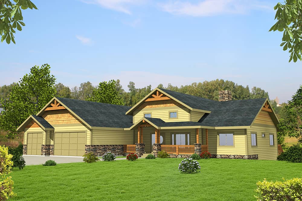 Front Elevation of this Craftsman House (#132-1644) at The Plan Collection.