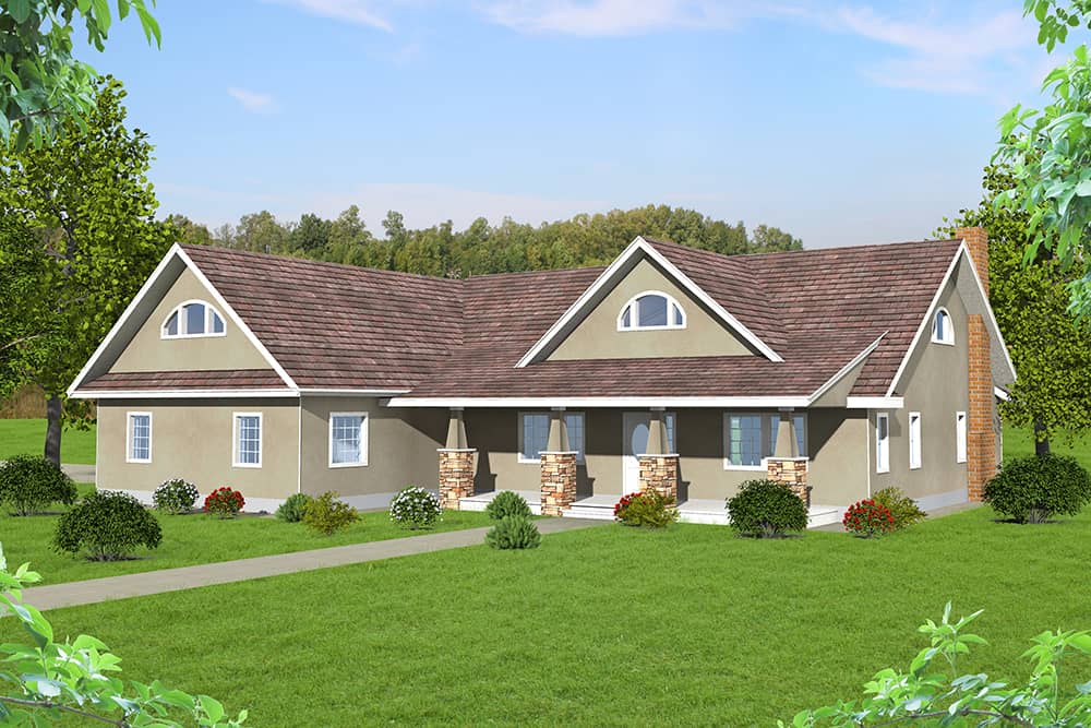 Front Elevation of this Contemporary House (#132-1651) at The Plan Collection.