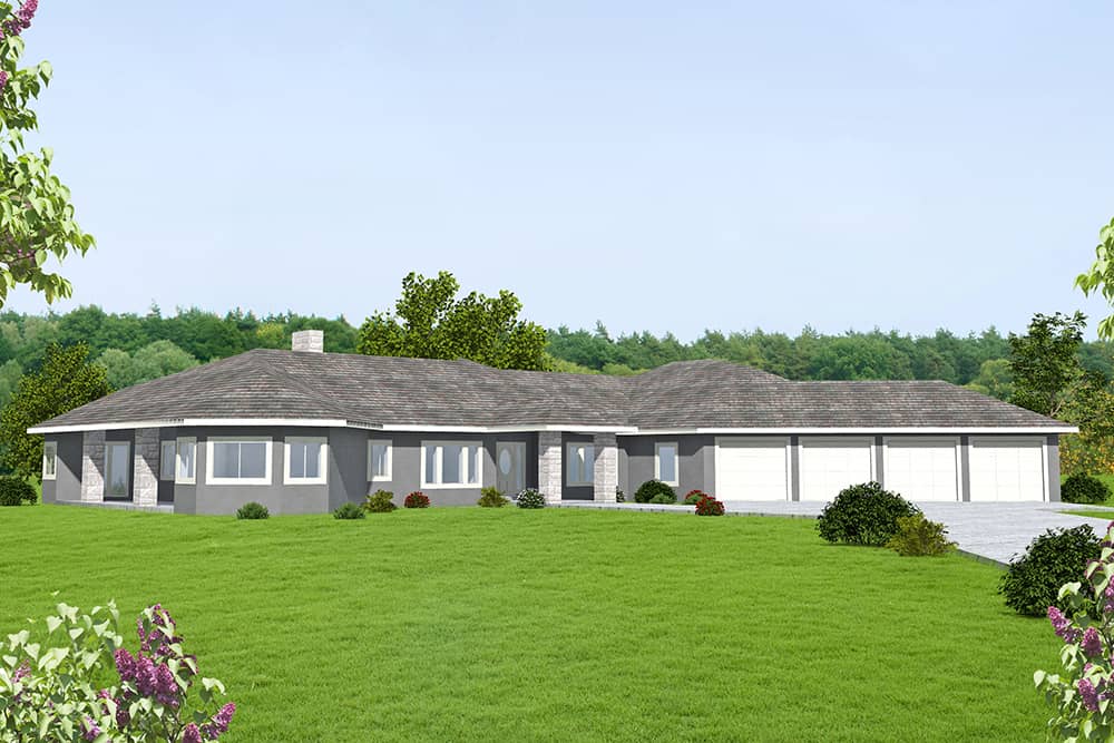 Front Elevation of this Contemporary House (#132-1652) at The Plan Collection.