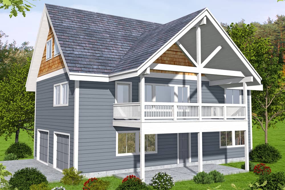 Front Elevation of this Log Cabin House (#132-1674) at The Plan Collection.