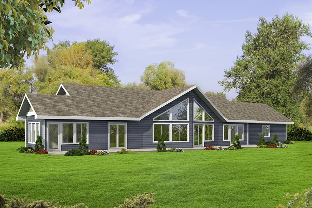 Front Elevation of this Ranch House (#132-1687) at The Plan Collection.
