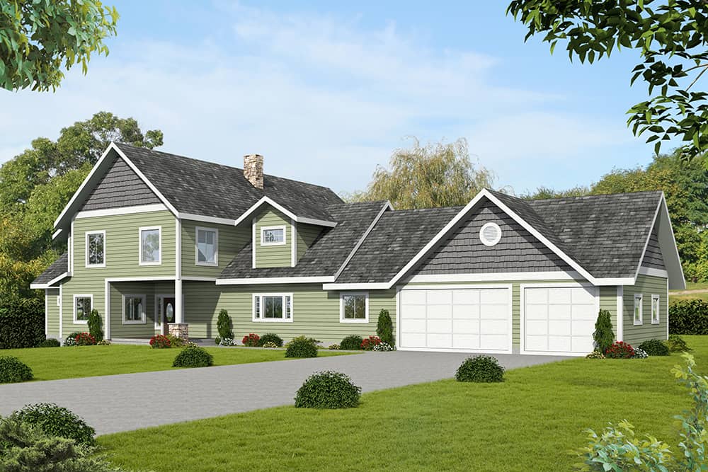 Front Elevation of this Country House (#132-1696) at The Plan Collection.