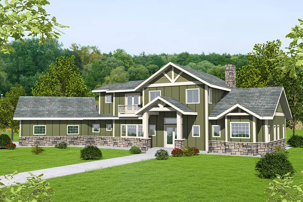 Front Elevation of this Tudor House (#132-1699) at The Plan Collection.