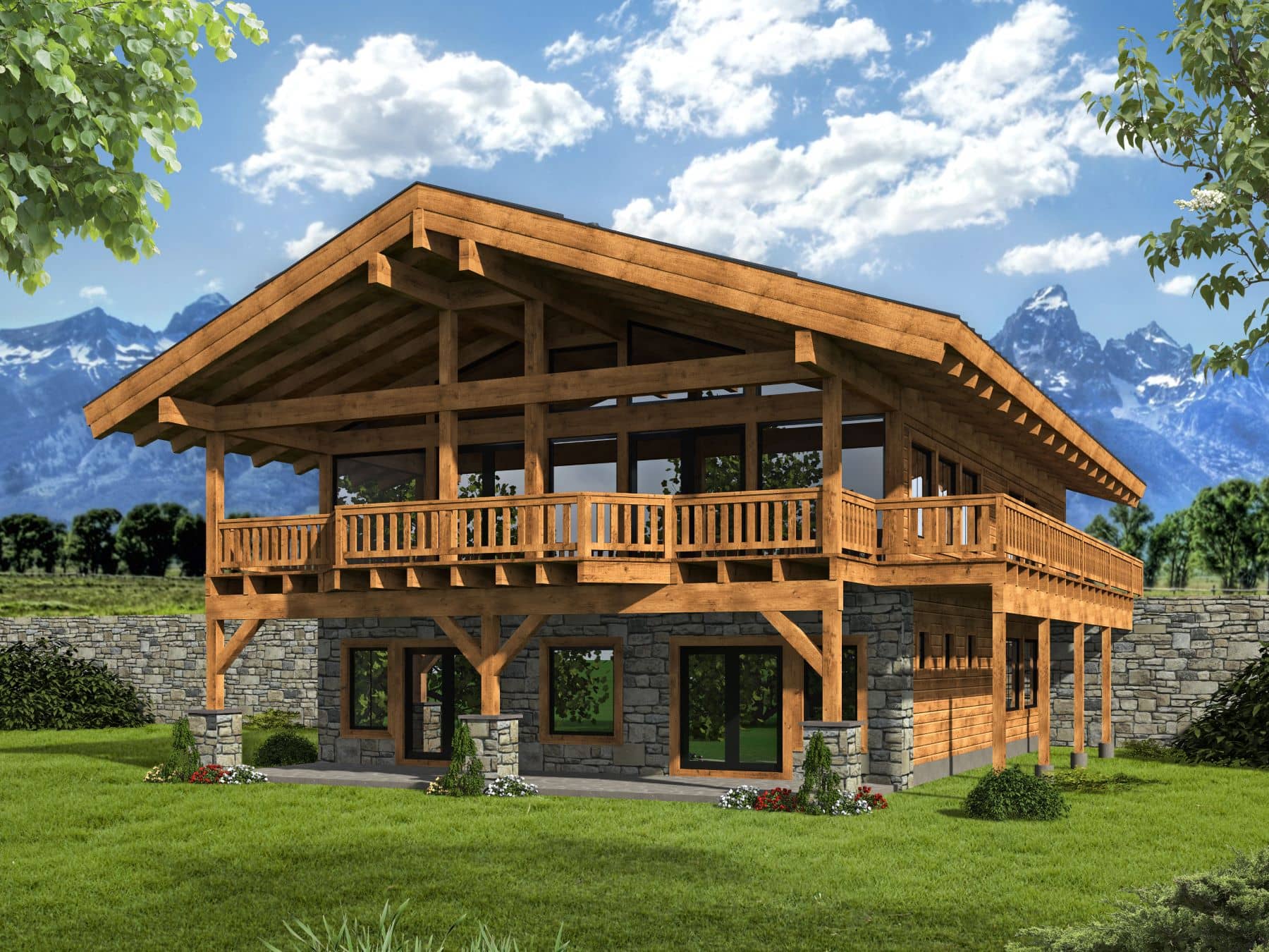 Front elevation of Log Cabin home (ThePlanCollection: House Plan #132-1709)