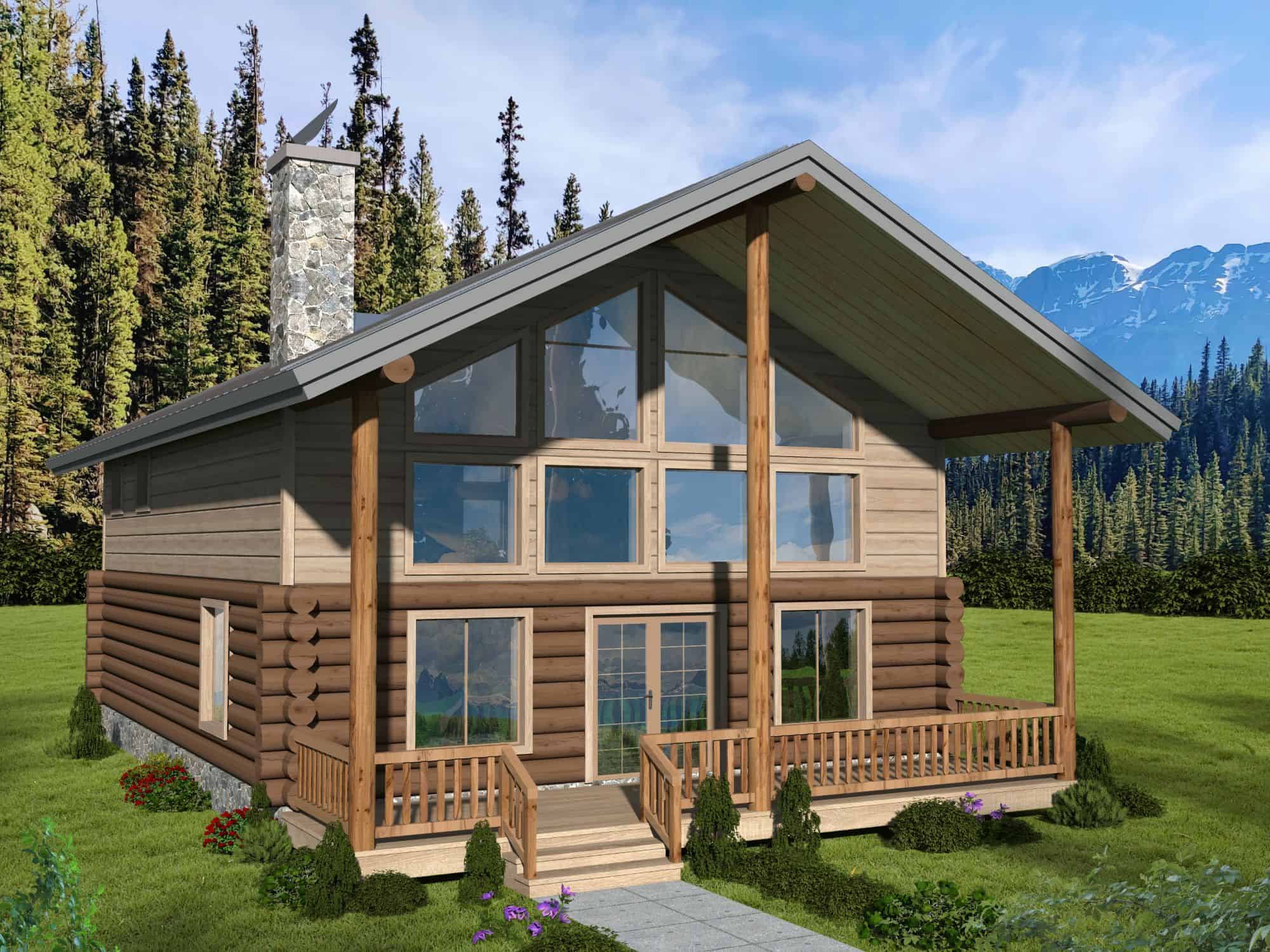 Front elevation of Cabin home (ThePlanCollection: House Plan #132-1715)