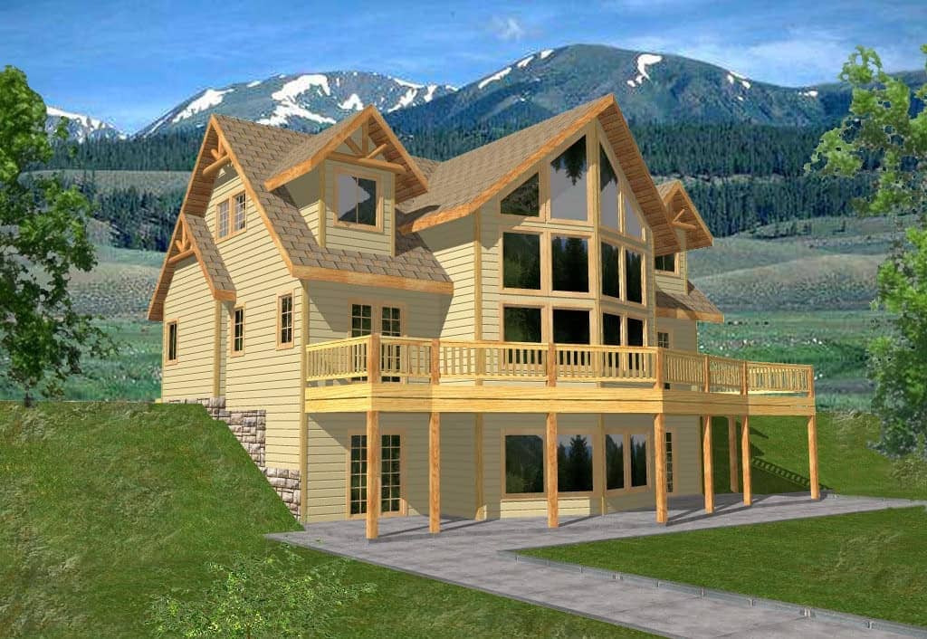 Front elevation of Rustic home (ThePlanCollection: House Plan #132-1770)