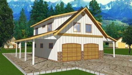 Front elevation of Garage w/Apartments home (ThePlanCollection: House Plan #132-1791)