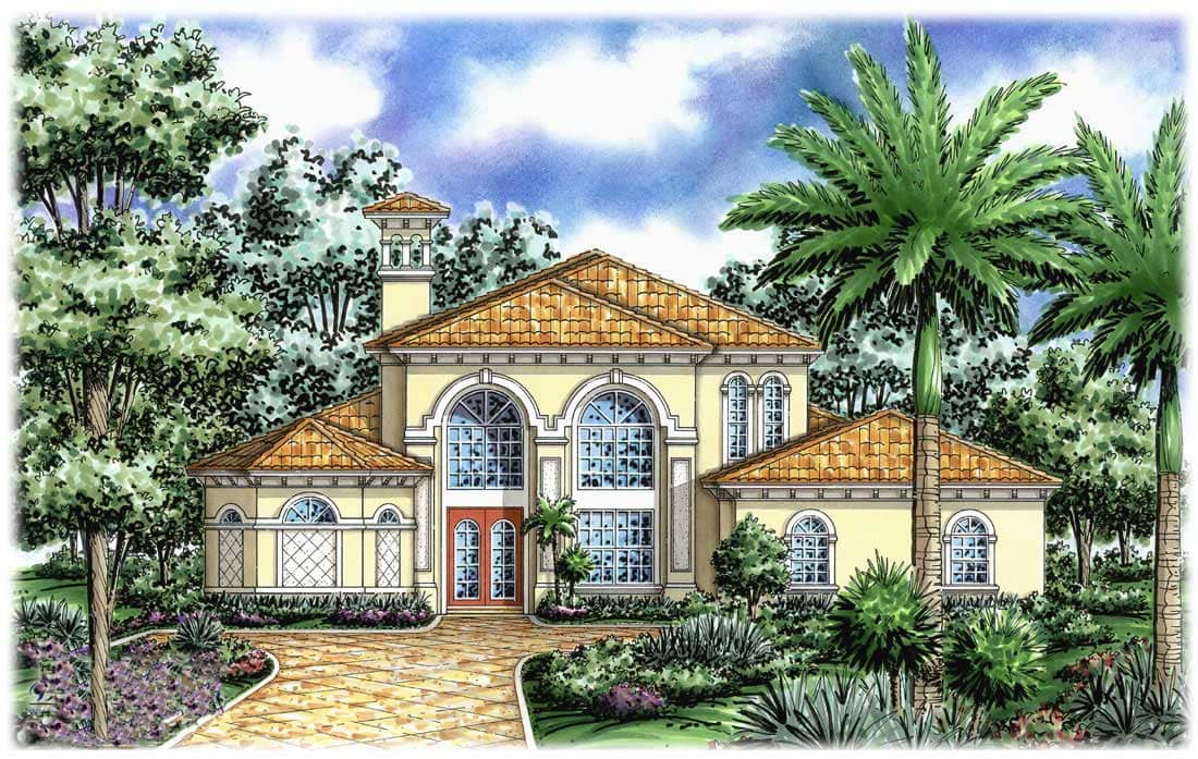 Mediterranean house plans front elevation.