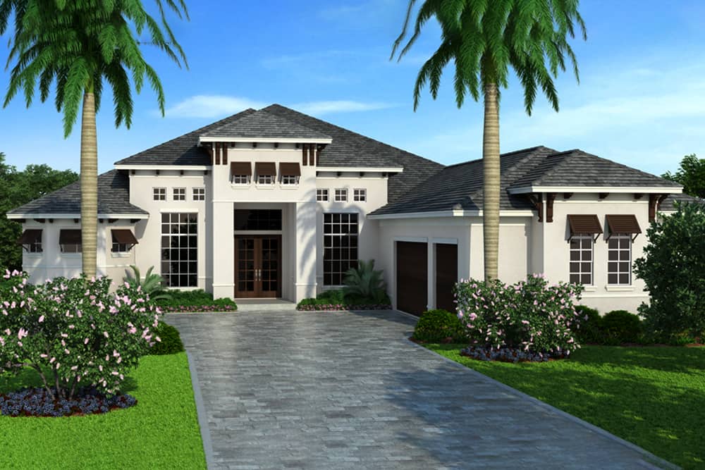 Front elevation of Coastal home (ThePlanCollection: House Plan #133-1086)