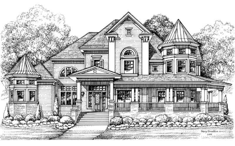 Front elevation of Victorian home (ThePlanCollection: House Plan #134-1071)