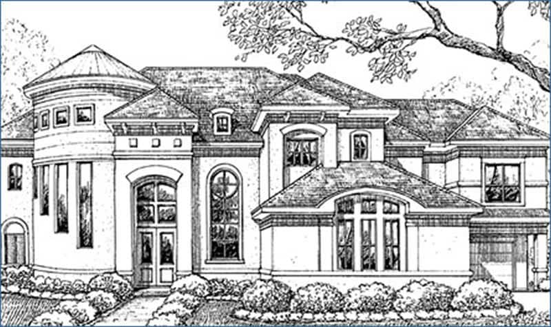 Luxury homeplans front rendering.