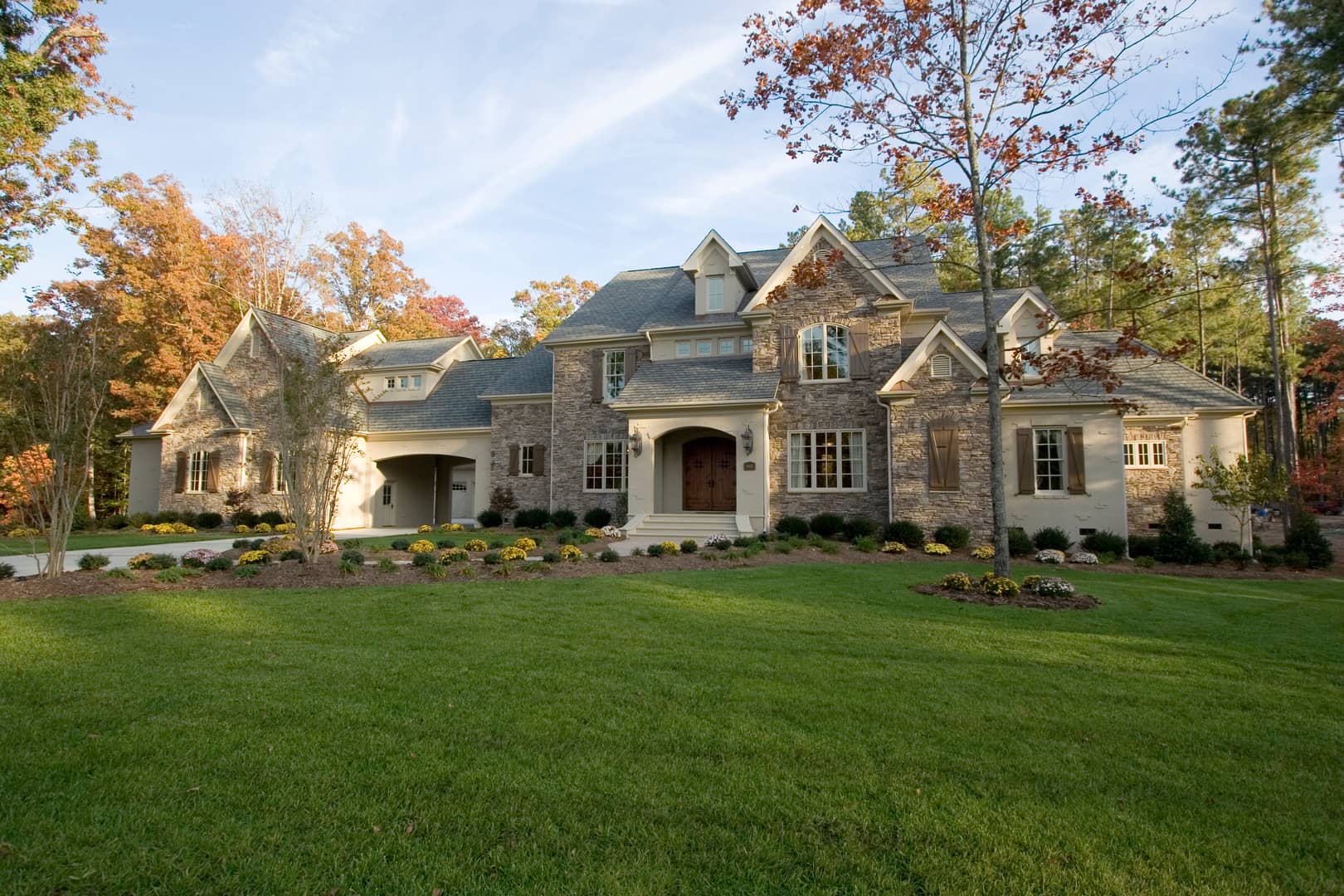 Photo of luxury country farmhouse manor.