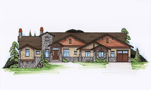 Front elevation of Rustic home (ThePlanCollection: House Plan #135-1114)