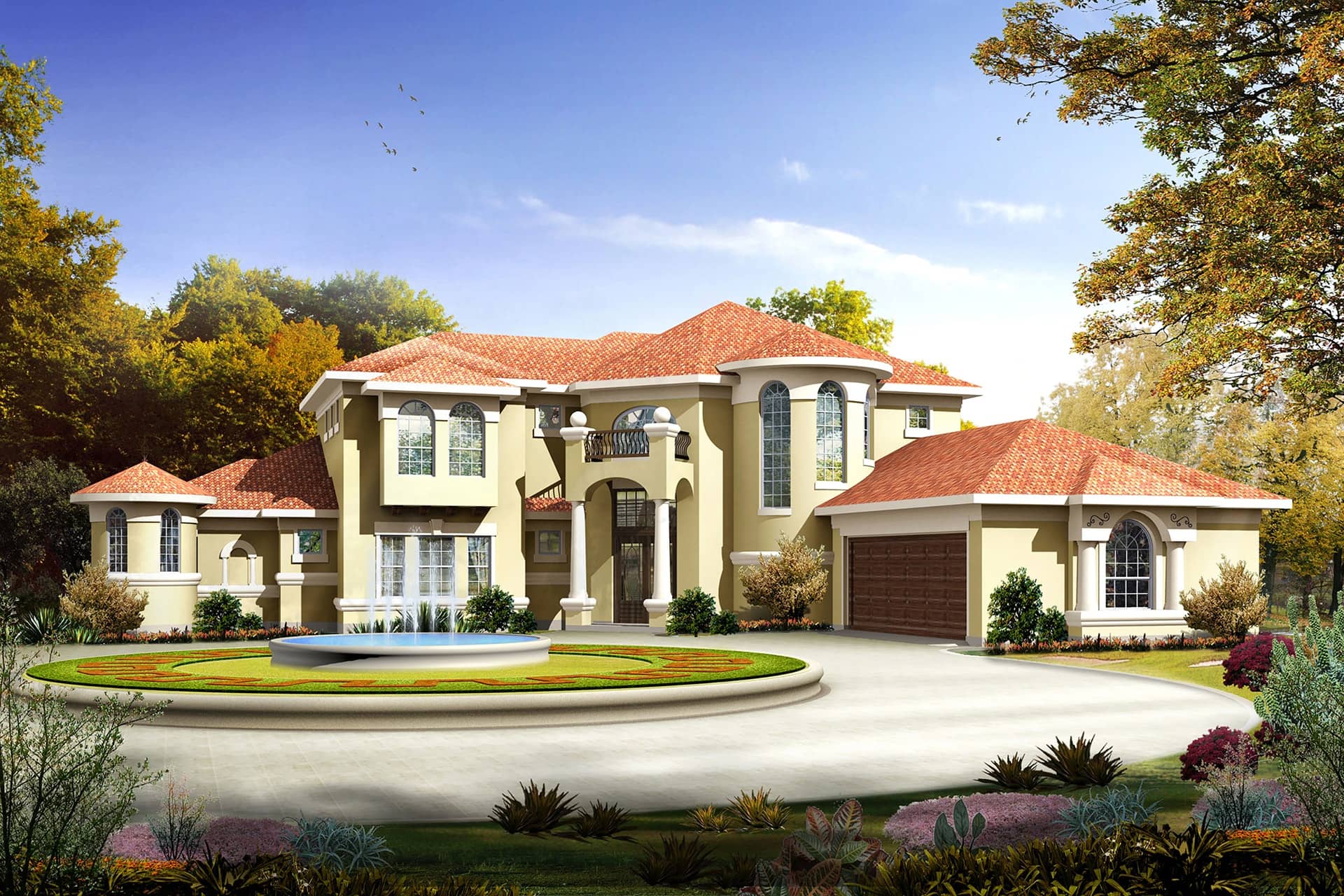 Mediterranean style home (ThePlanCollection: Plan #136-1014)