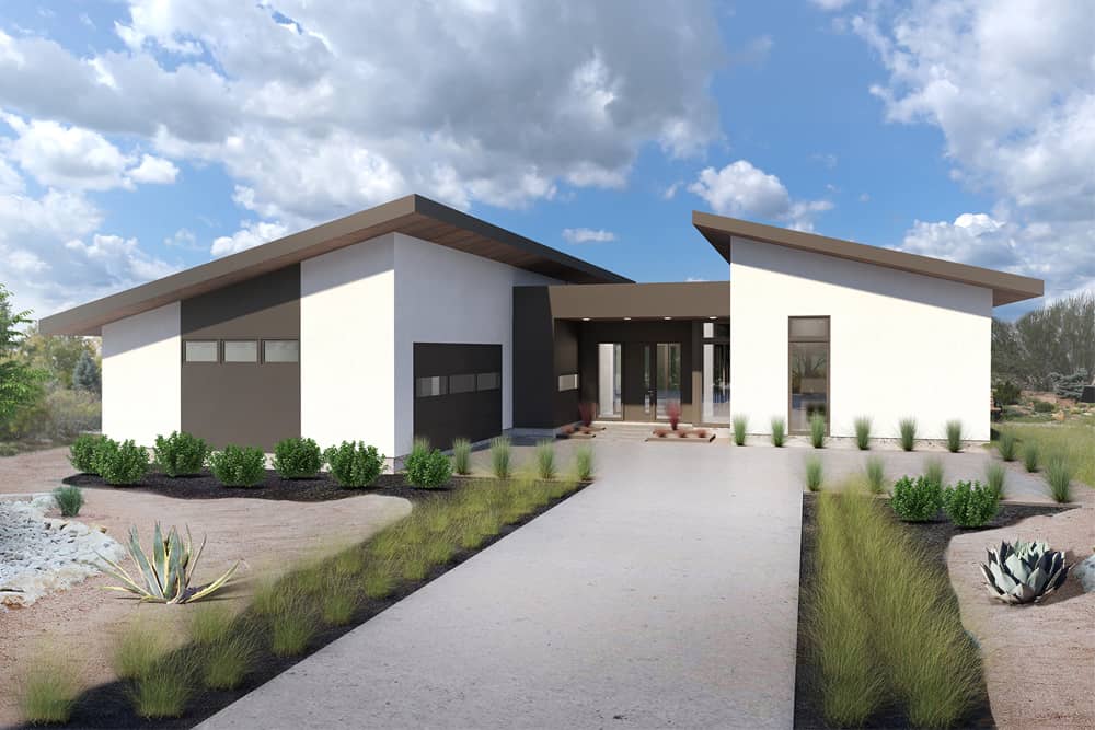 Contemporary style home (ThePlanCollection: Plan #136-1036)