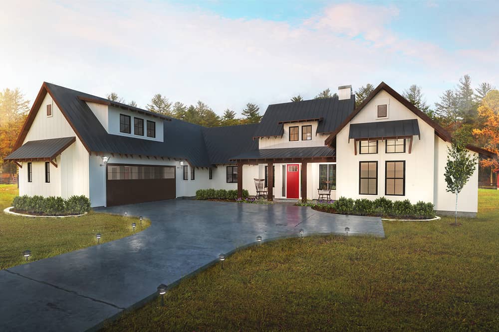 Front elevation of Farmhouse home (ThePlanCollection: House Plan #136-1038)